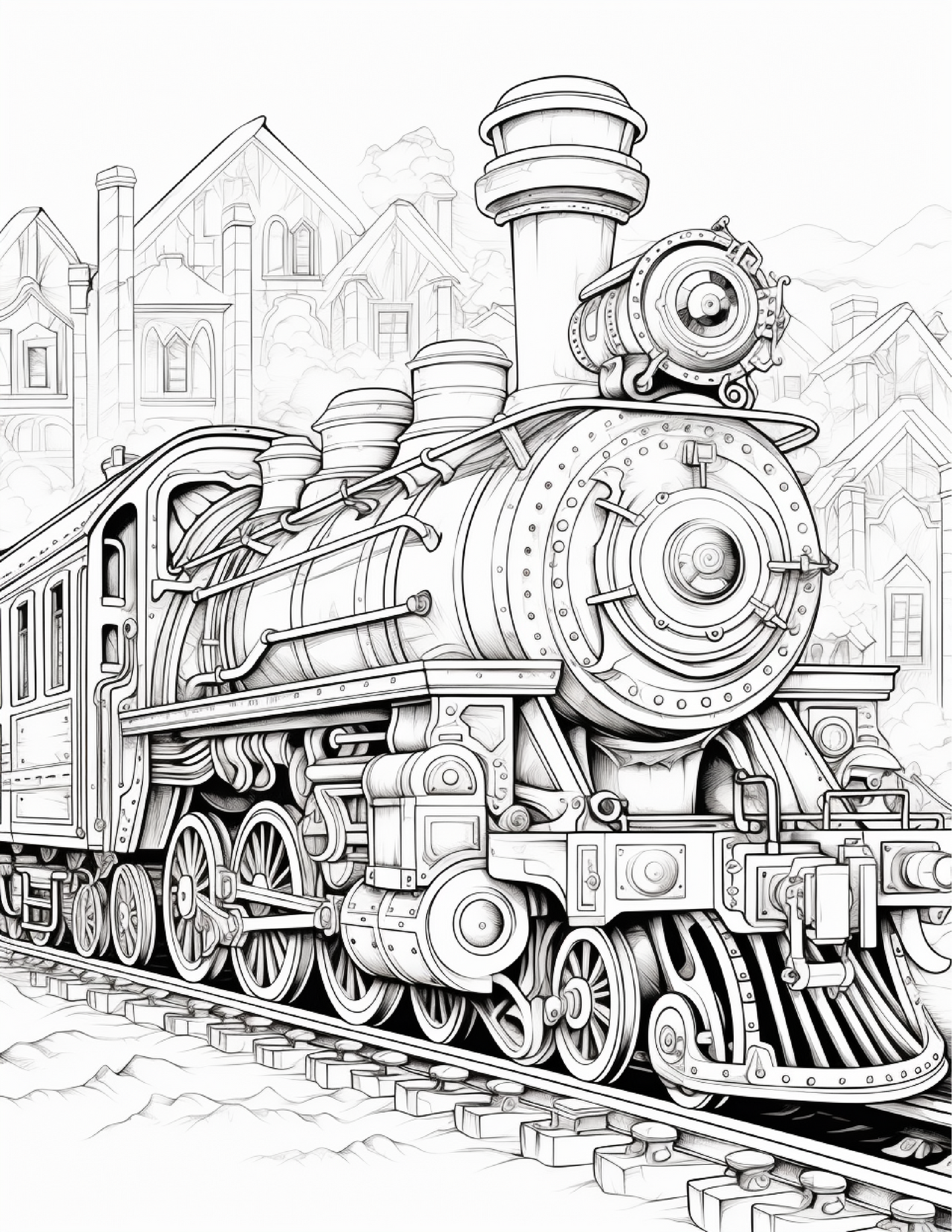100 Steampunk Train Coloring Pages 2