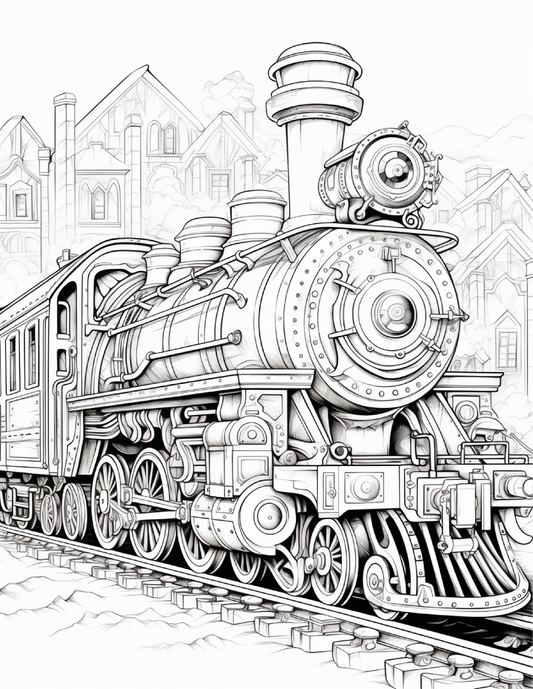 100 Steampunk Train Coloring Pages 2