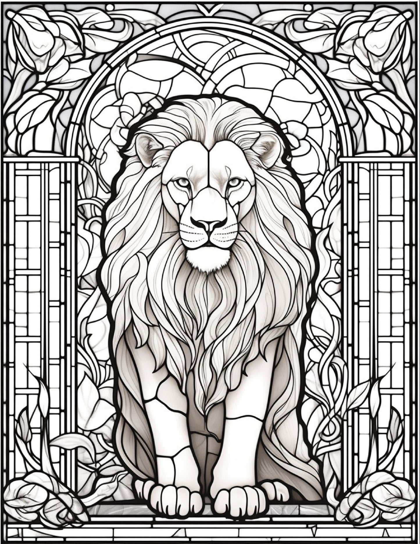 130 Stained Glass Animal Colouring Pages 1