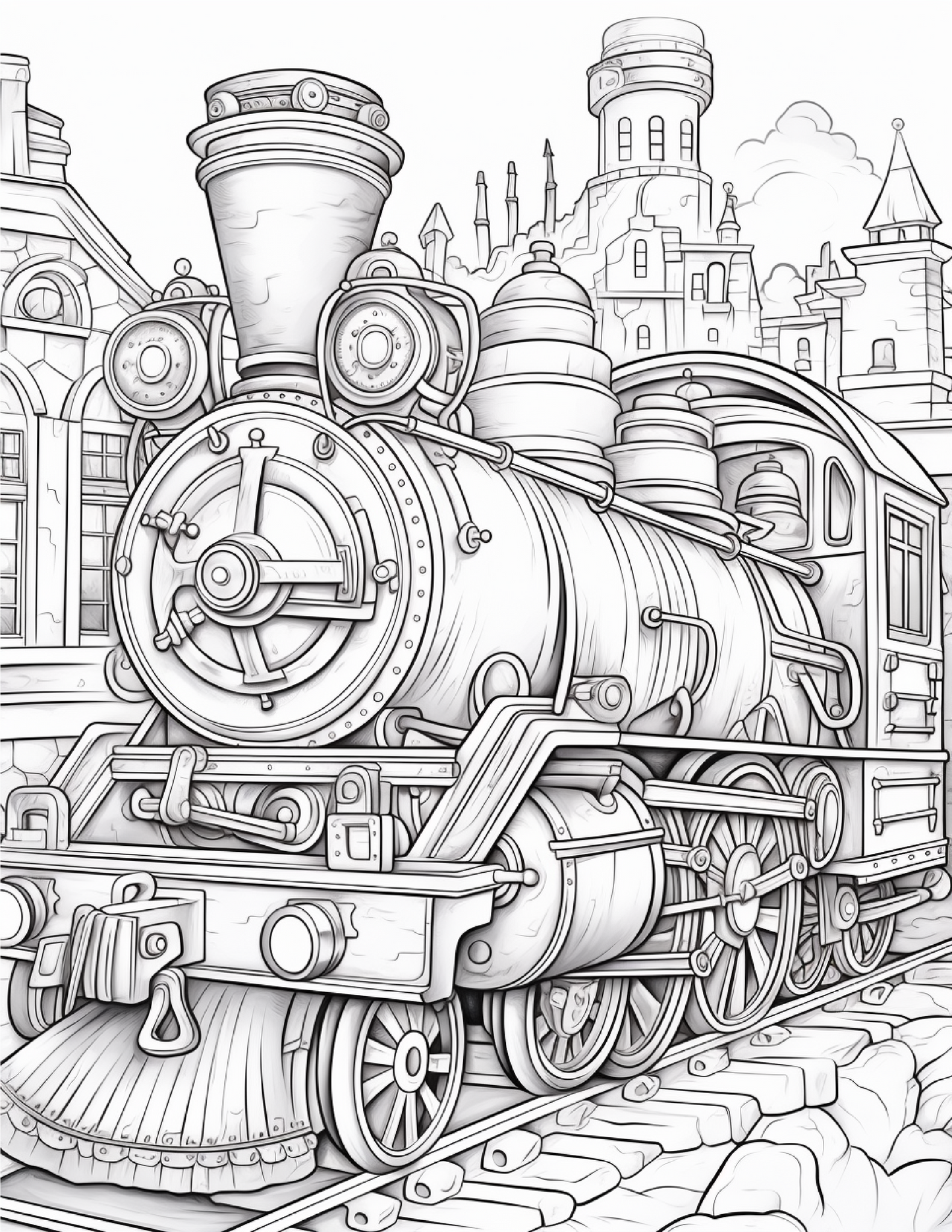 100 Steampunk Train Coloring Pages 2