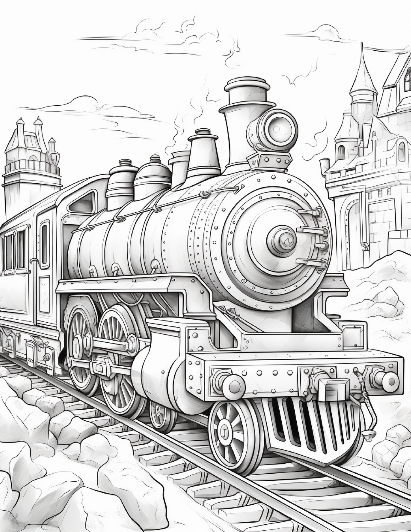 100 Steampunk Train Coloring Pages 1