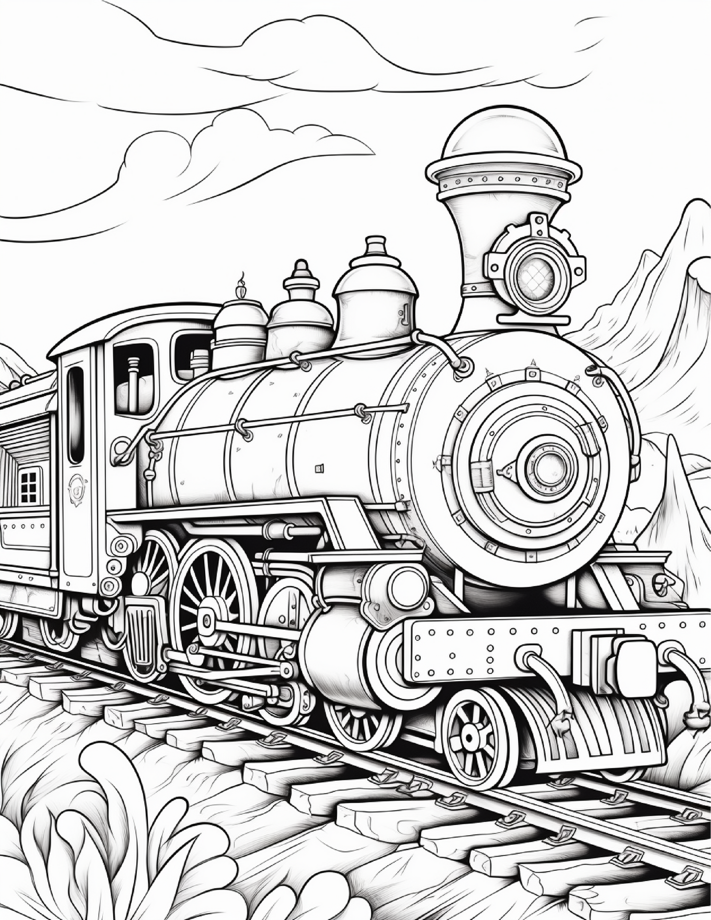 100 Steampunk Train Coloring Pages 2
