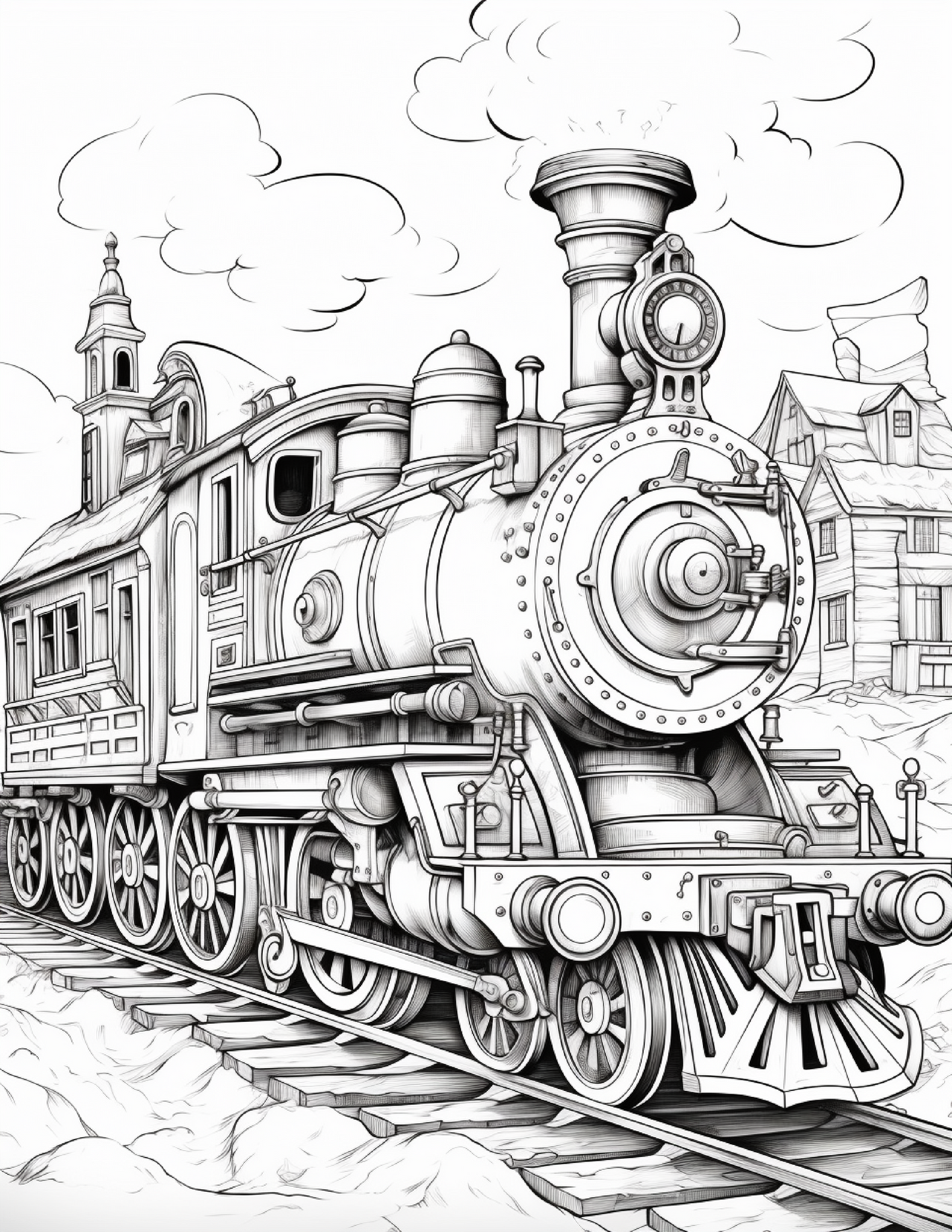 100 Steampunk Train Coloring Pages 2