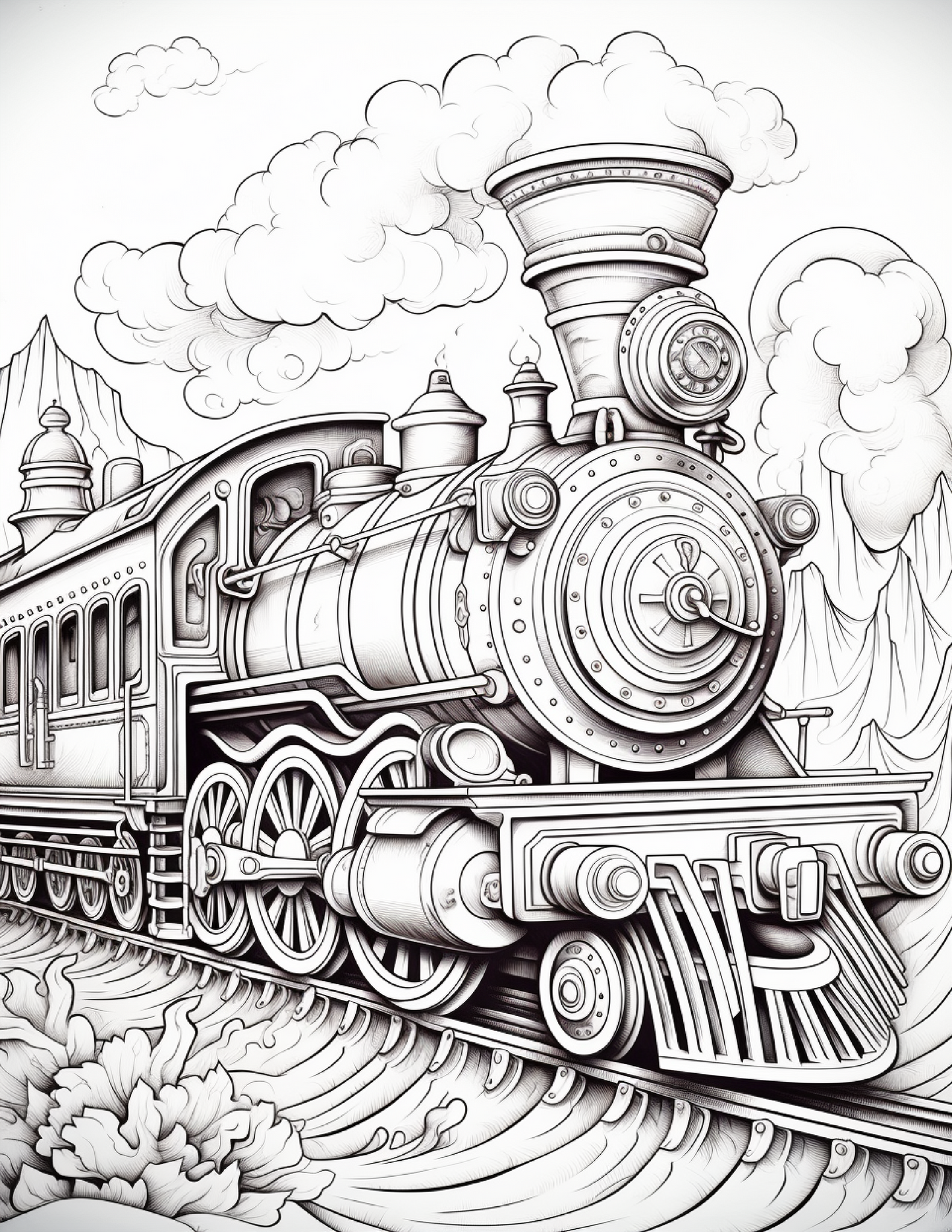 100 Steampunk Train Coloring Pages 2