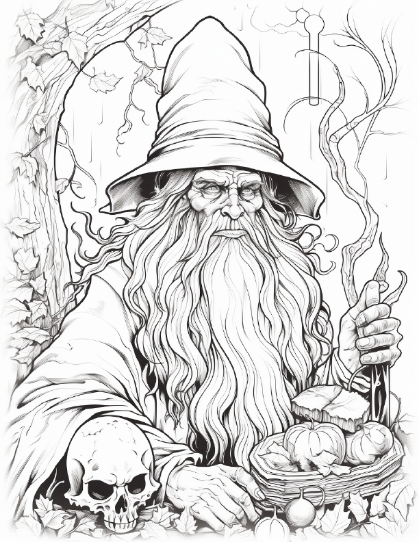 270 Halloween Wizard Coloring pages