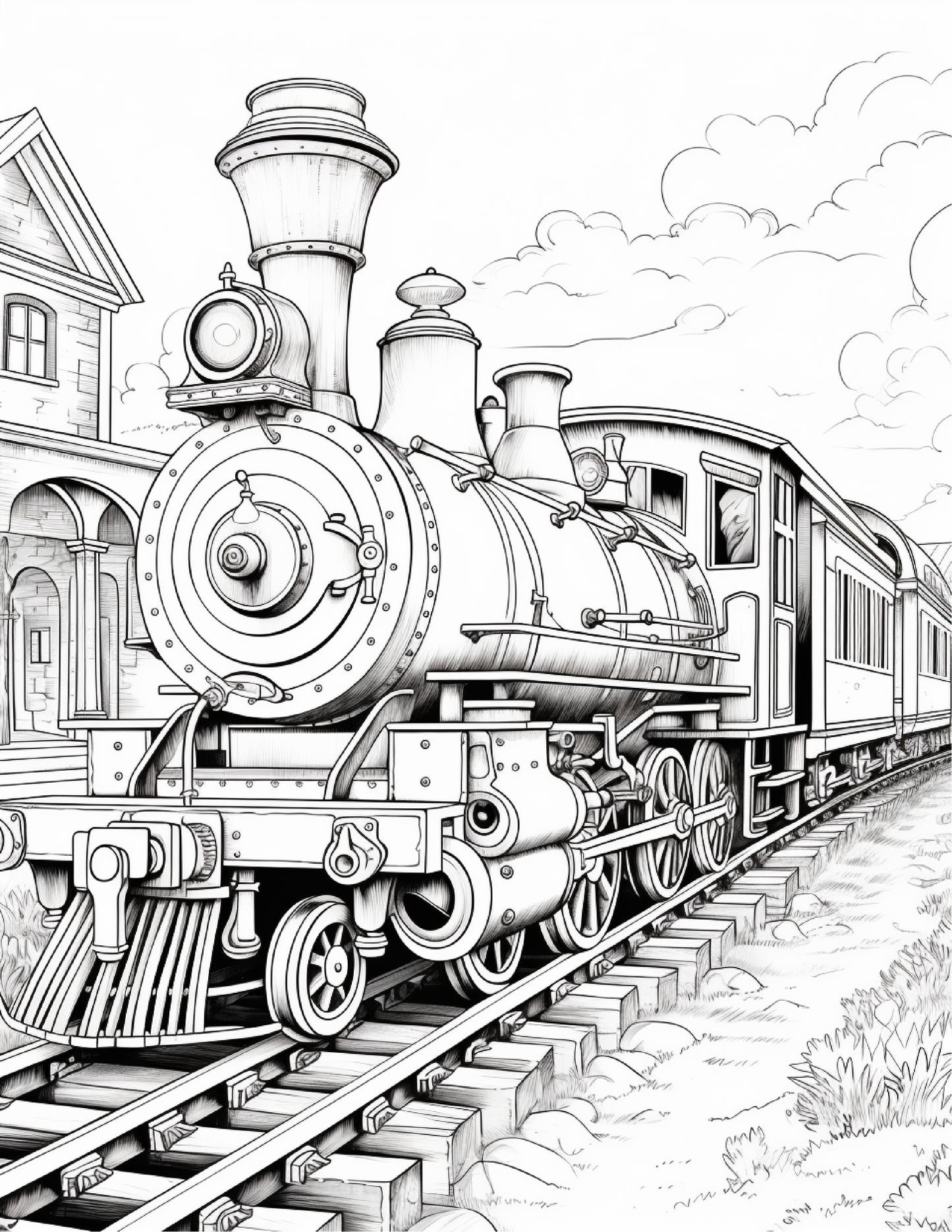 100 Steampunk Train Coloring Pages 1