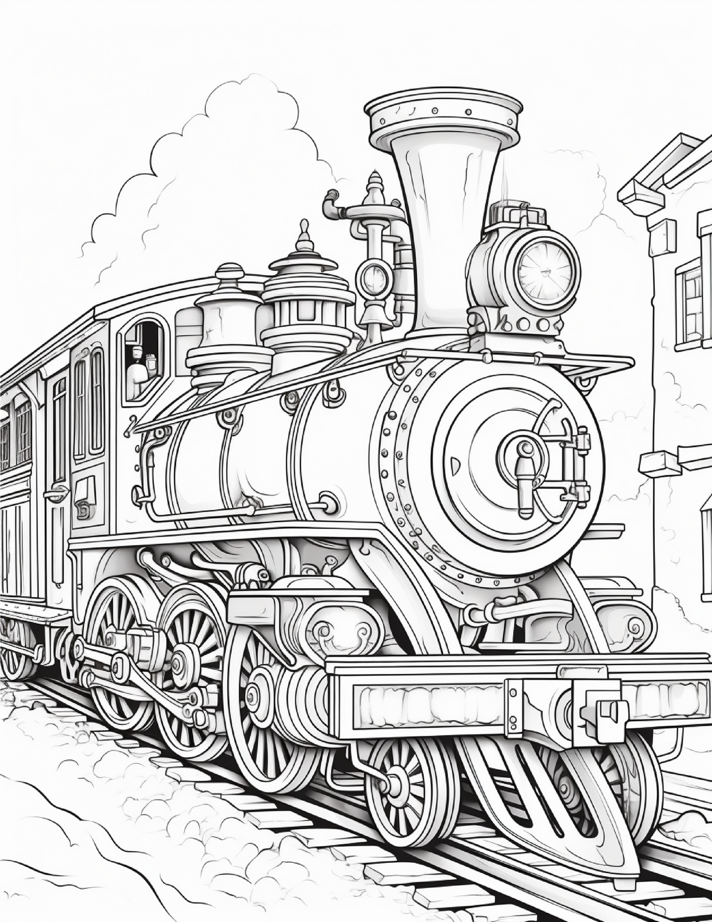 100 Steampunk Train Coloring Pages 1