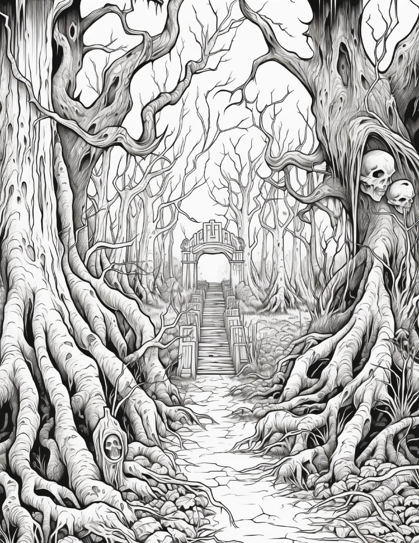 195 Enchanted Gothic Forest Coloring Pages