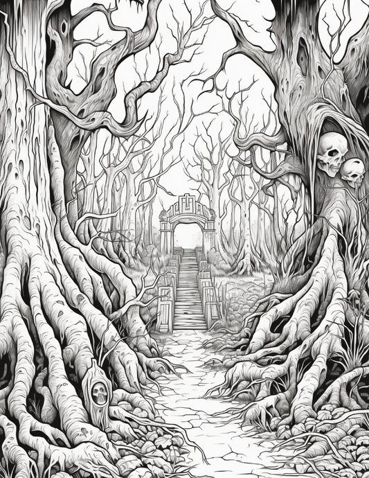 195 Enchanted Gothic Forest Coloring Pages