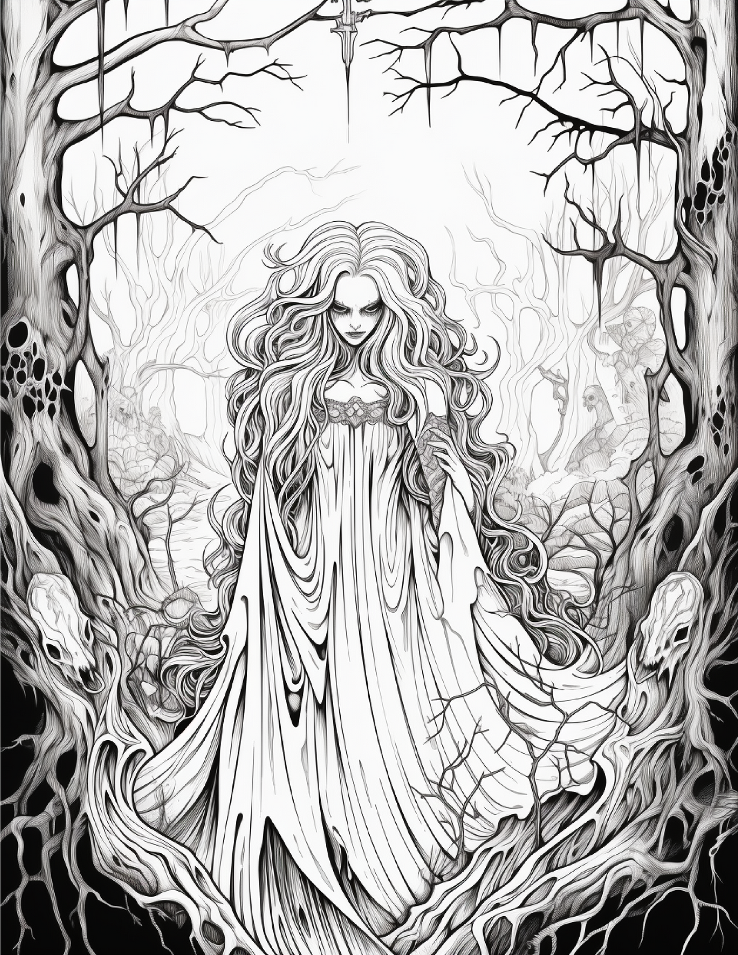 195 Enchanted Gothic Forest Coloring Pages