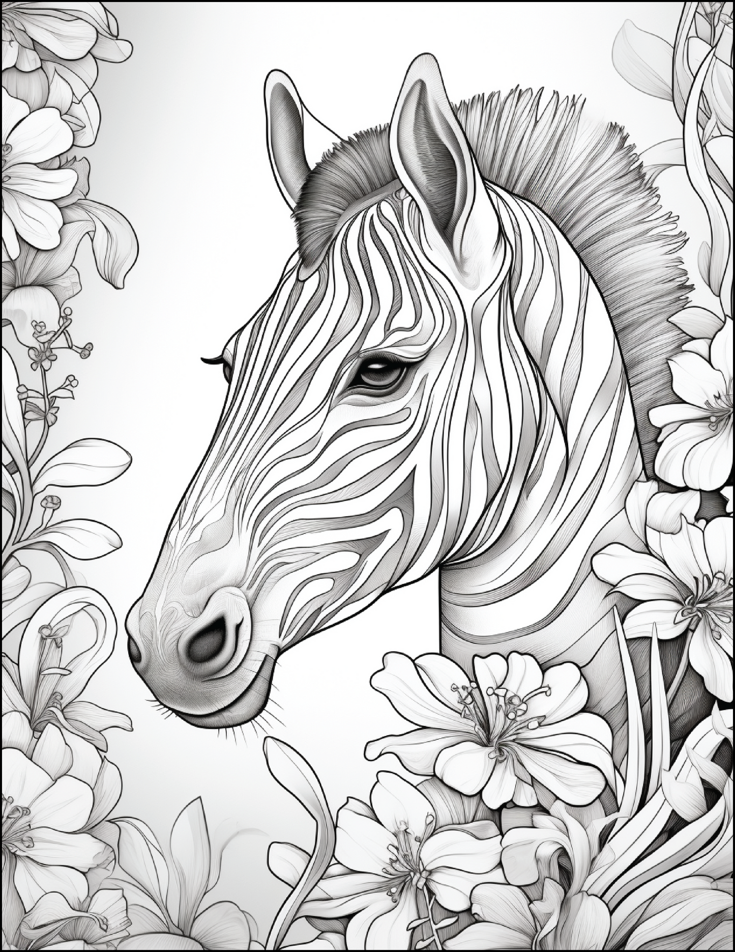 200 Floral Safari Animal Coloring Pages for Adults