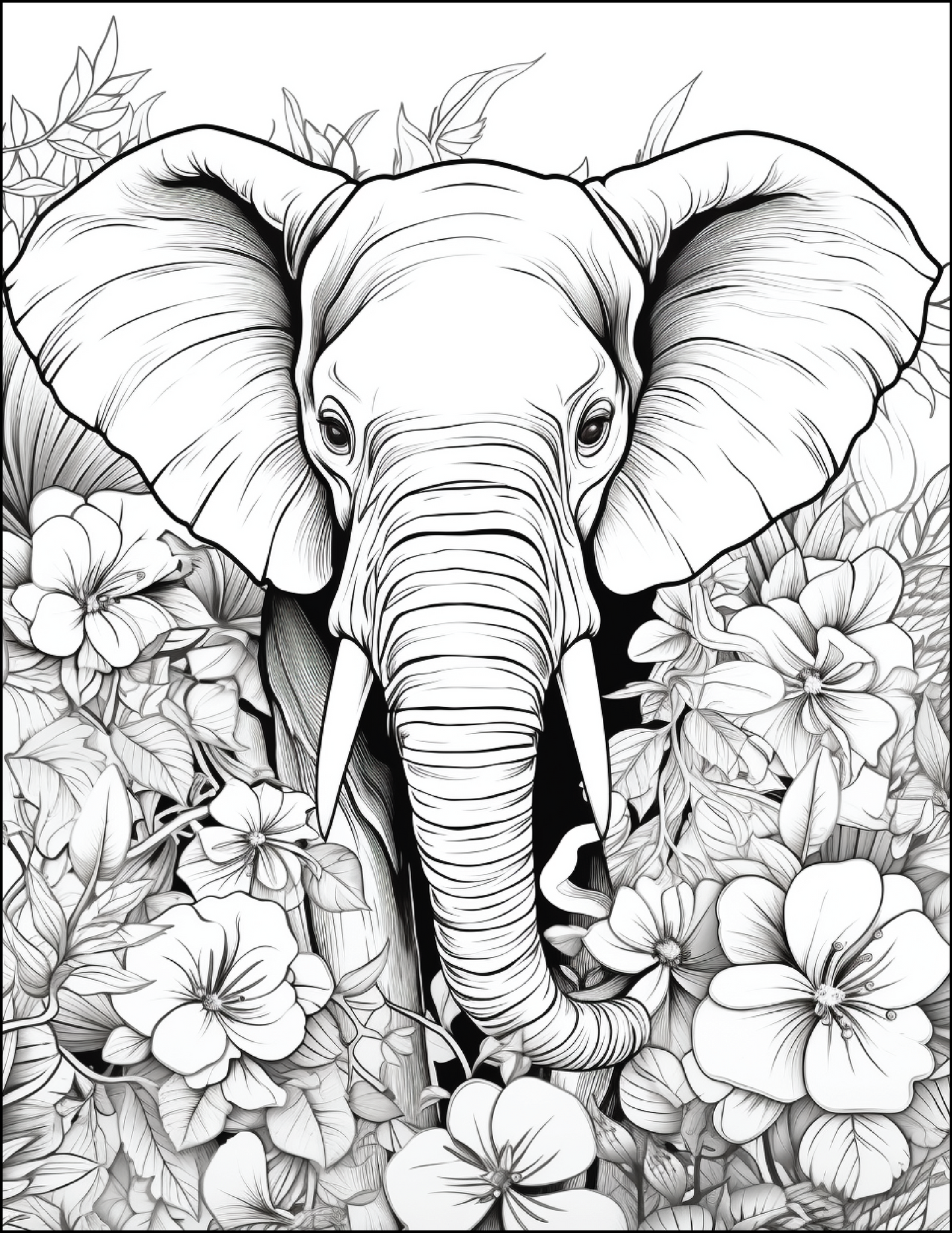 200 Floral Safari Animal Coloring Pages for Adults