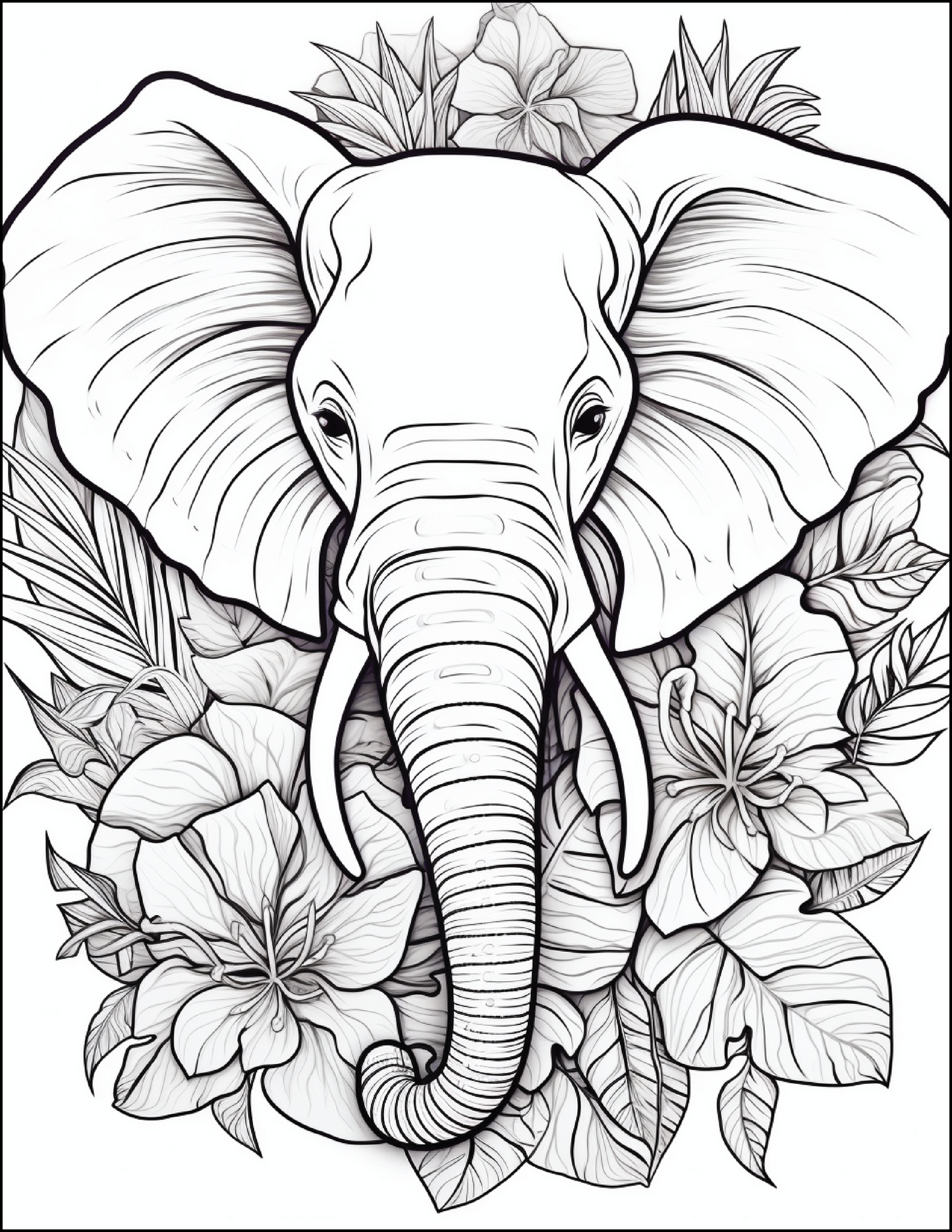 200 Floral Safari Animal Coloring Pages for Adults