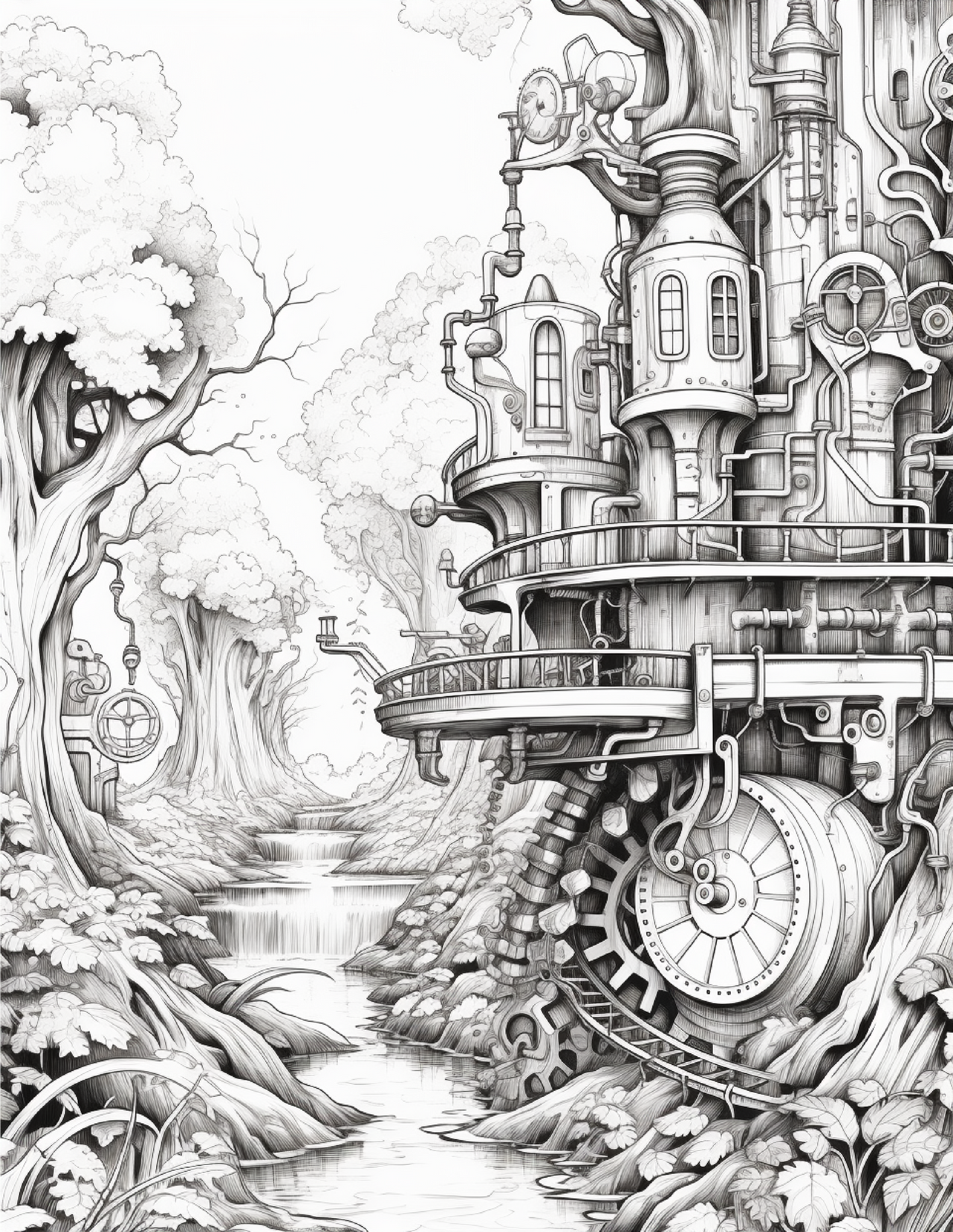 220 Steampunk Forest Coloring pages