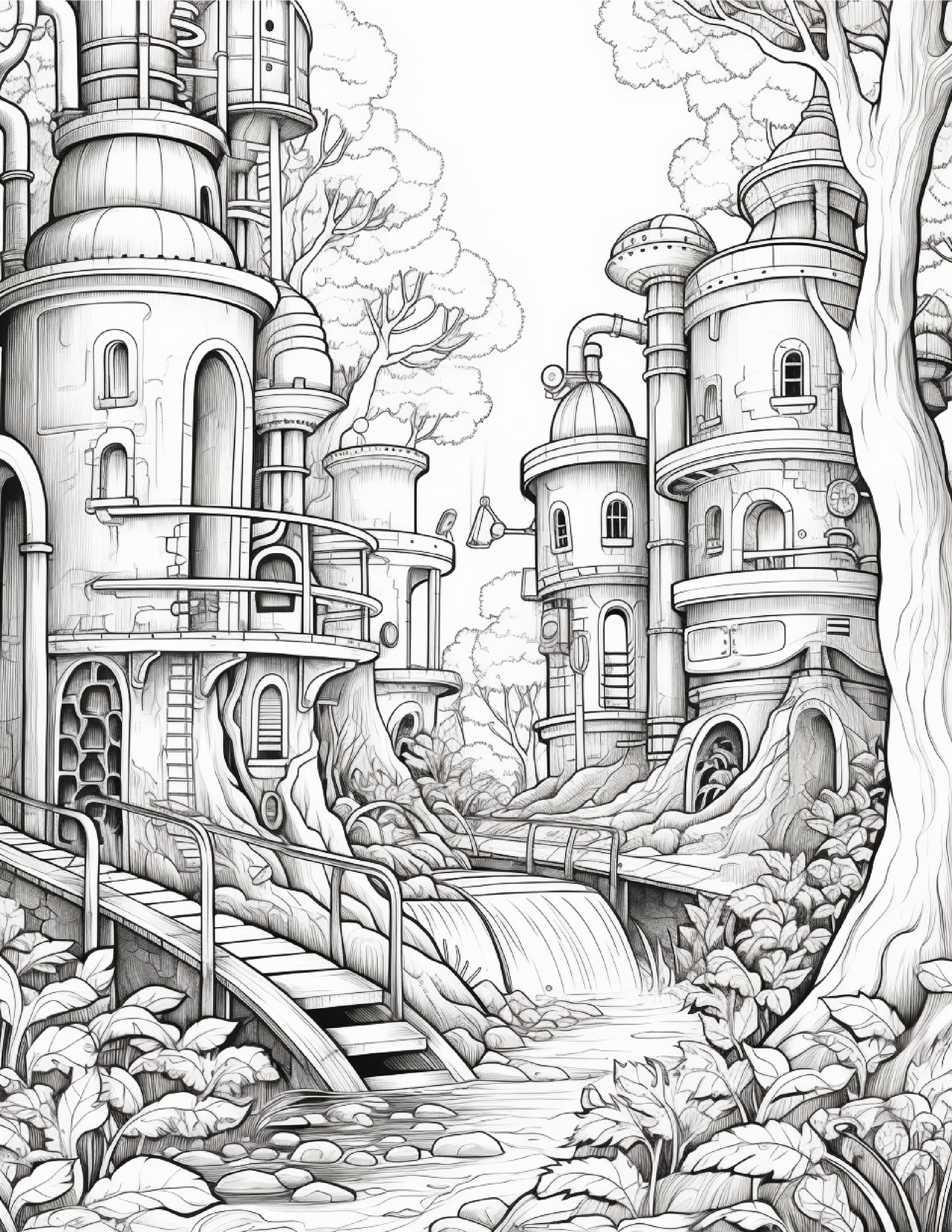 220 Steampunk Forest Coloring pages
