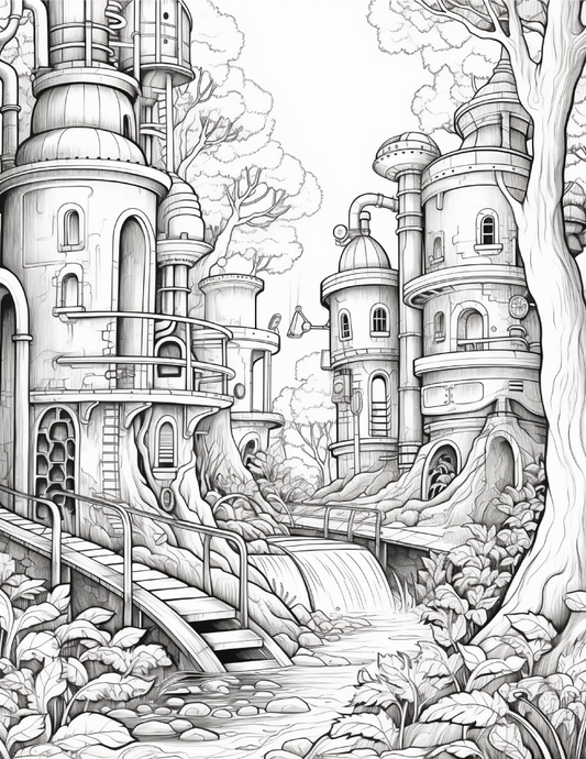 220 Steampunk Forest Coloring pages
