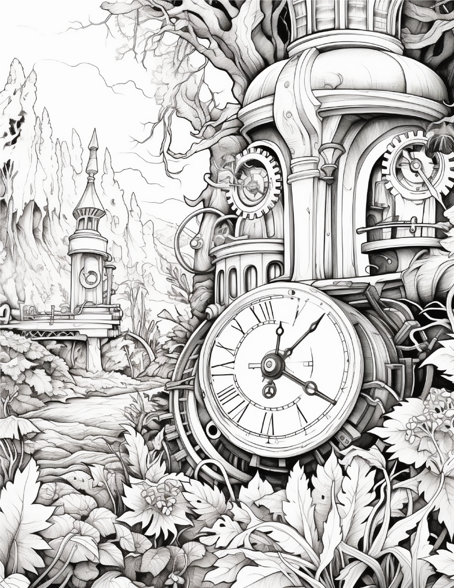 220 Steampunk Forest Coloring pages