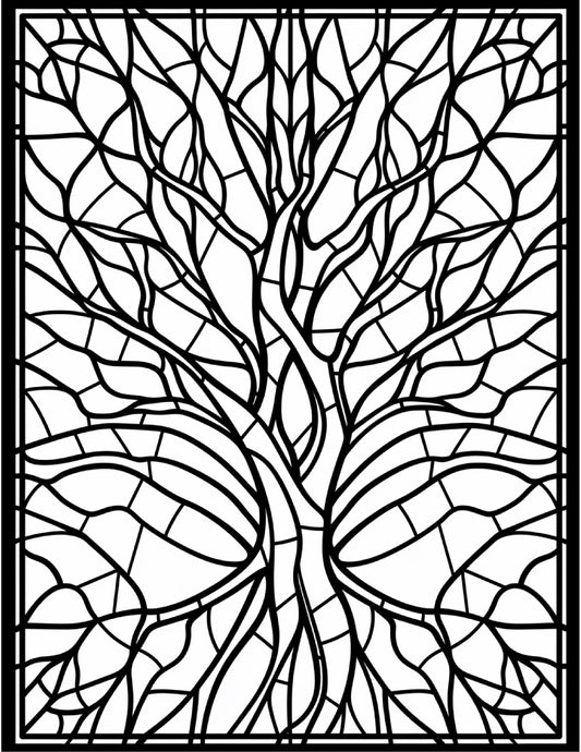 100 Stained Glass Autumn Coloring for Adults