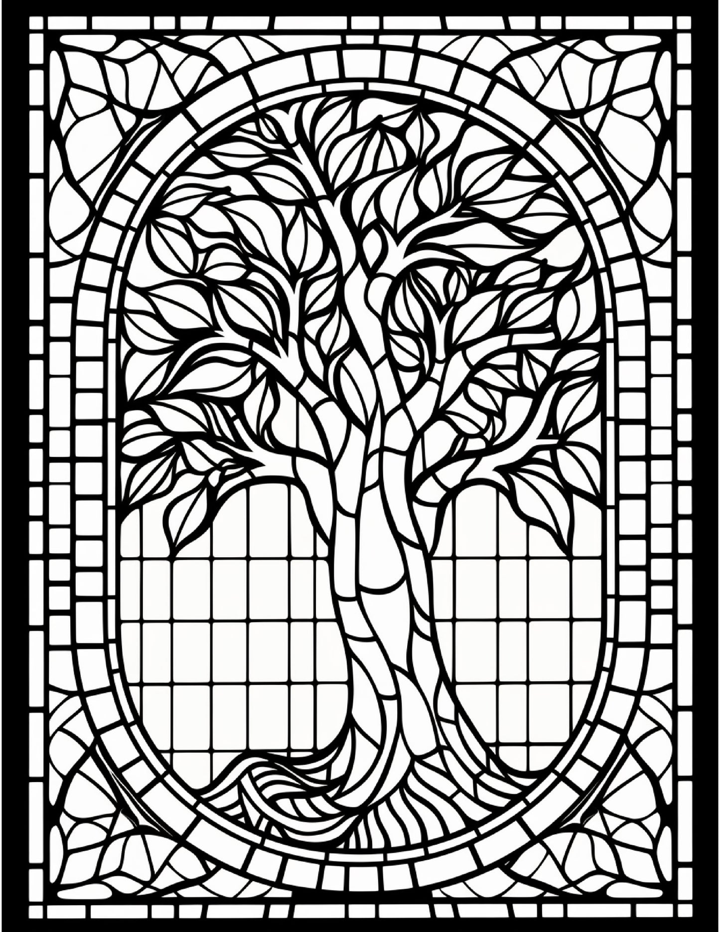 100 Stained Glass Autumn Coloring for Adults