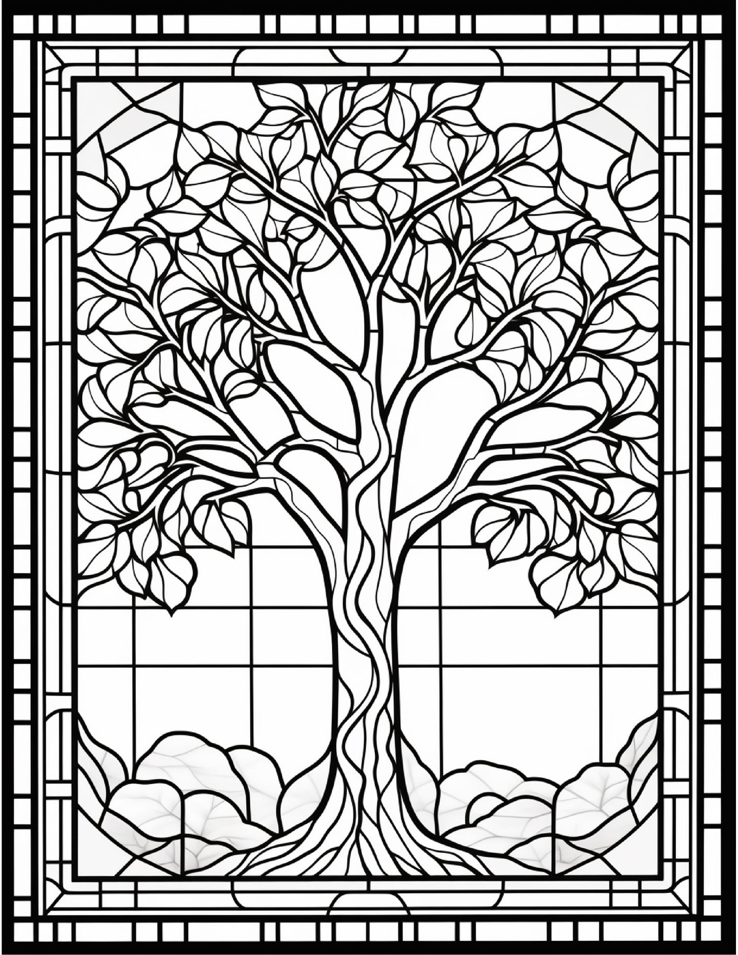 100 Stained Glass Autumn Coloring for Adults