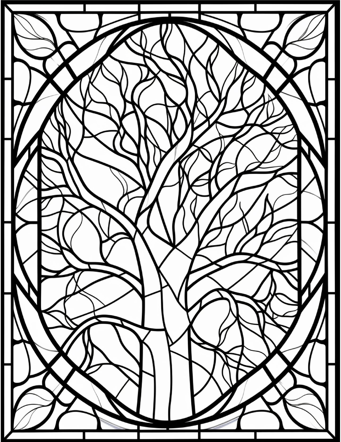 100 Stained Glass Autumn Coloring for Adults