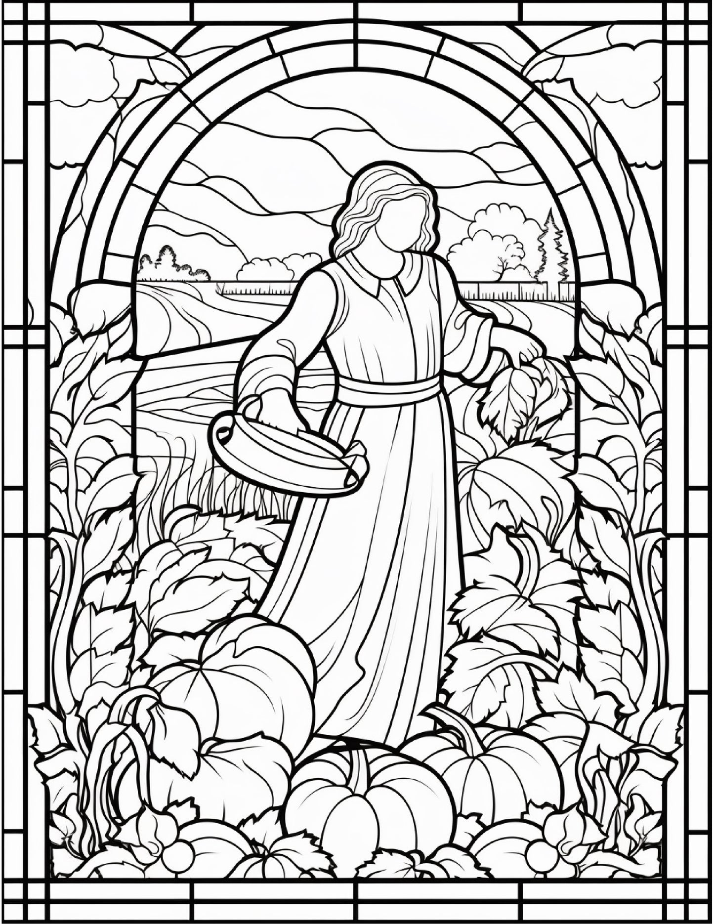 100 Stained-Glass Autumn Coloring