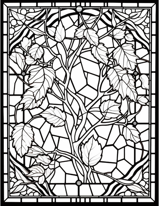 100 Stained-Glass Autumn Coloring 6