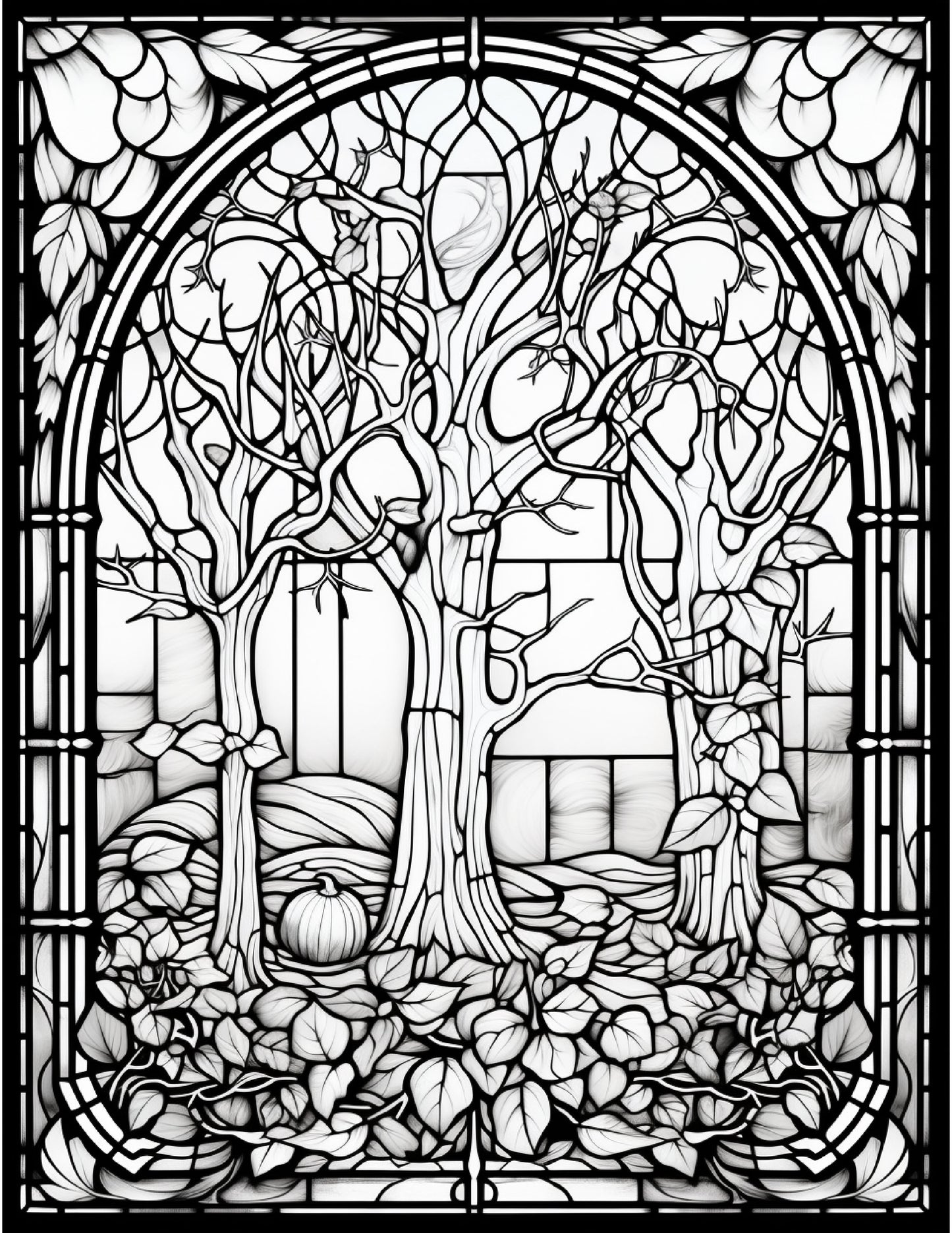 100 Stained-Glass Autumn Coloring 6