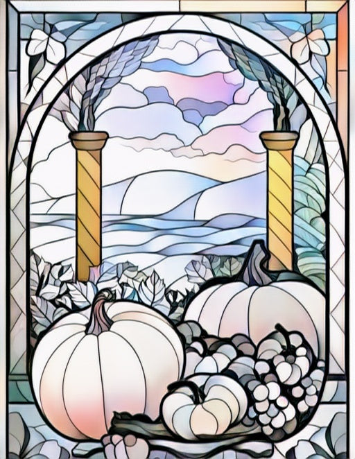 100 Stained Glass Autumn Coloring for Adults