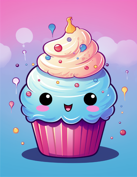Cute Kawaii Cupcake Coloring Pages For Kids 3