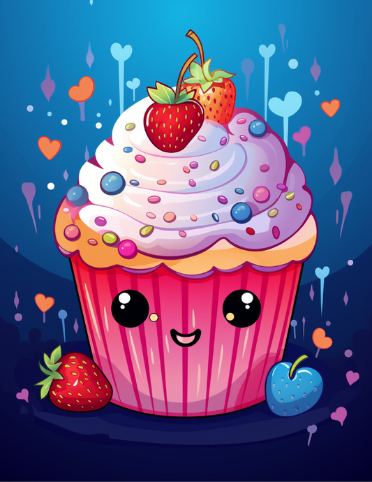 Cute Kawaii Cupcake Coloring Pages For Kids 1