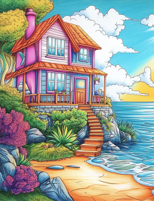 100 Ocean Cottage Coloring Pages 1