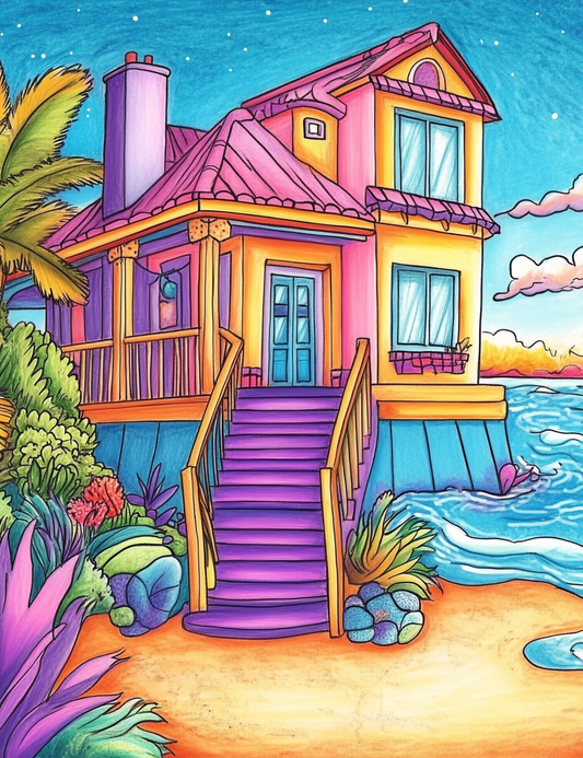 100 Ocean Cottage Coloring Pages 2