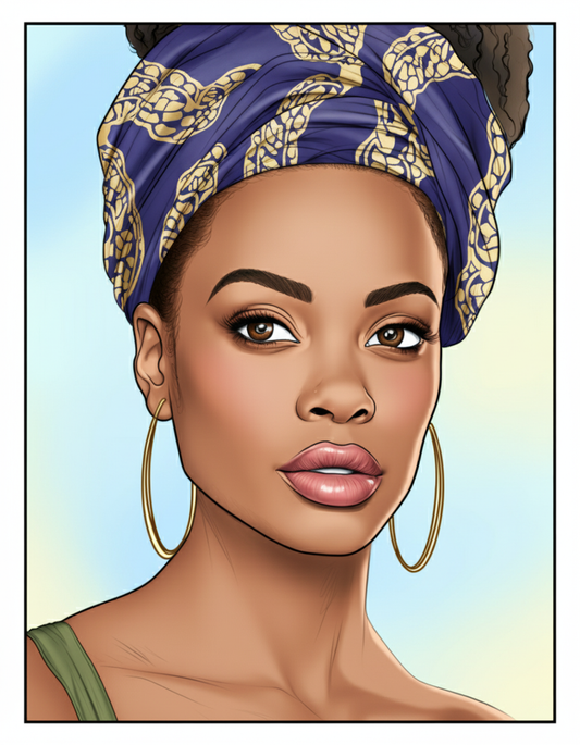 African Black Woman Coloring Book 62 Pages