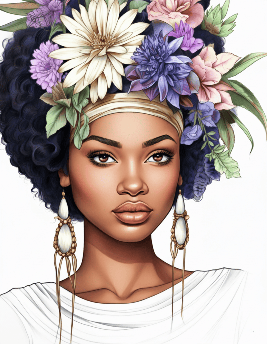 African Black Woman Coloring Pages for Adults 0