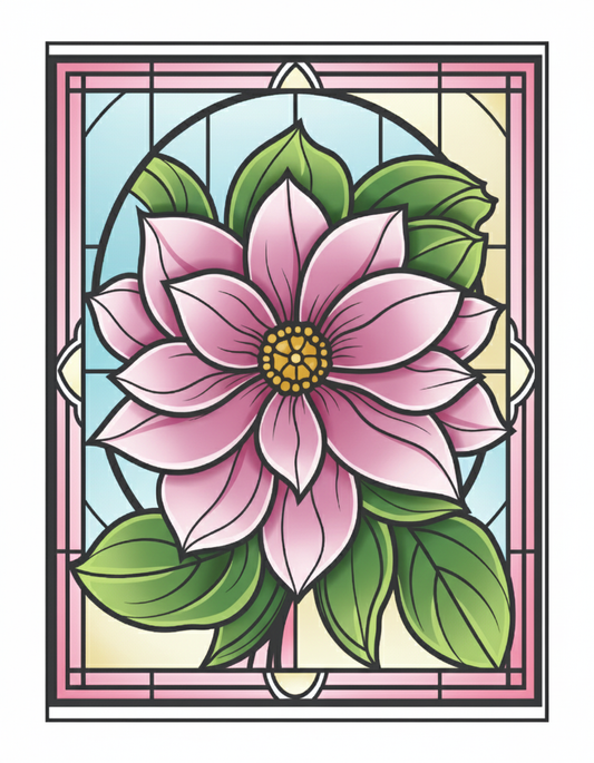 220 Stained Glass Flower Coloring Pages