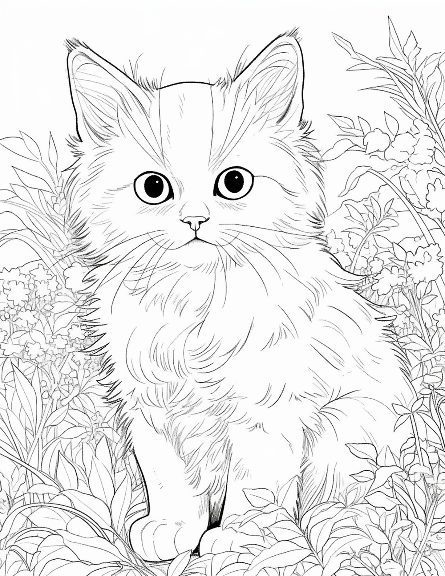 100 Realistic Cat Coloring Pages