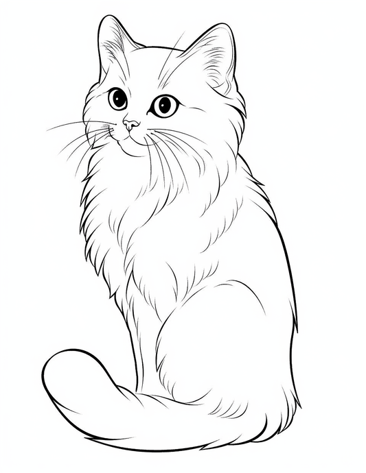 100 Realistic Cat Coloring Pages