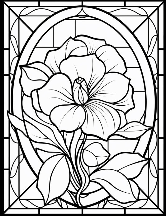 300 Floral Stained Glass Coloring Pages