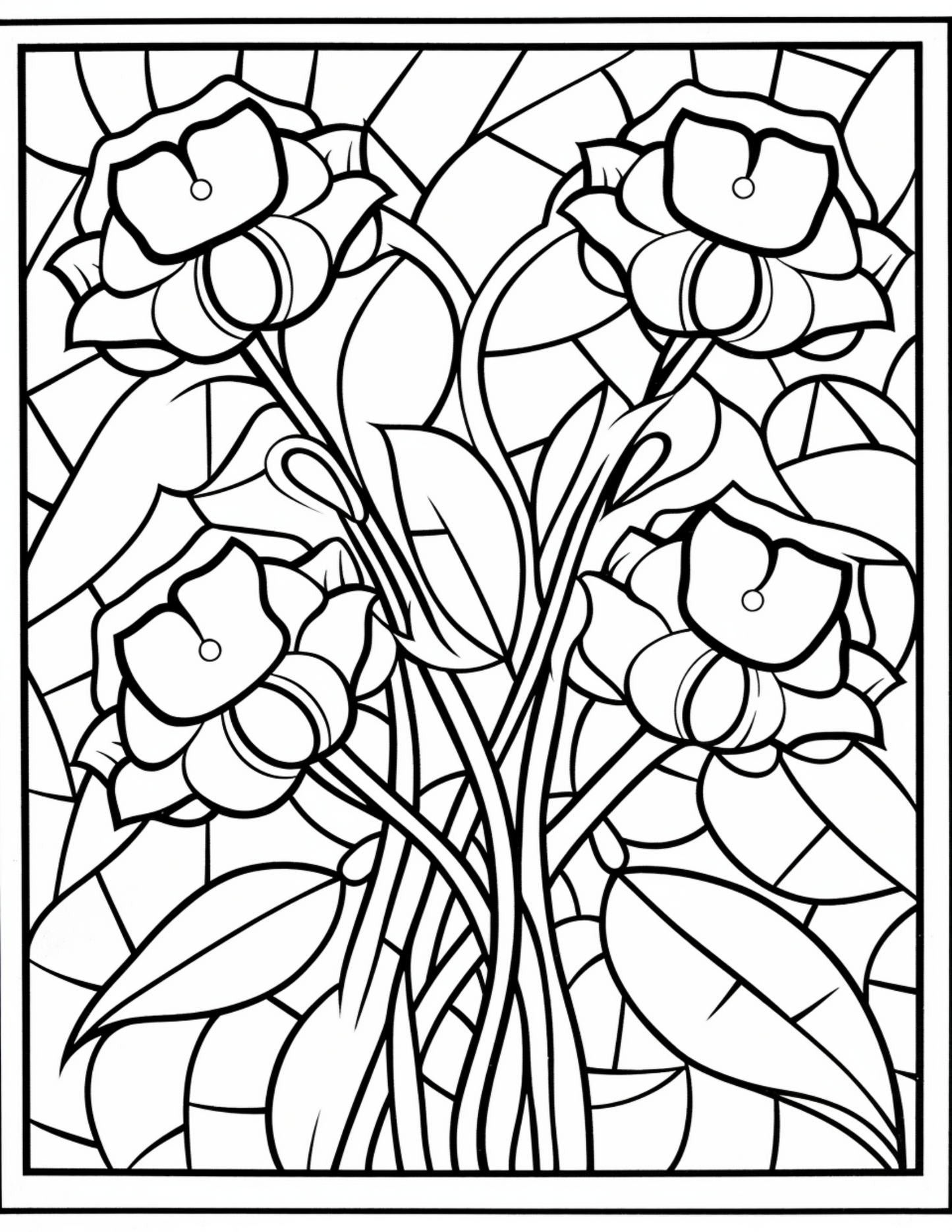 180 Stained Glass Flower  Coloring Book
