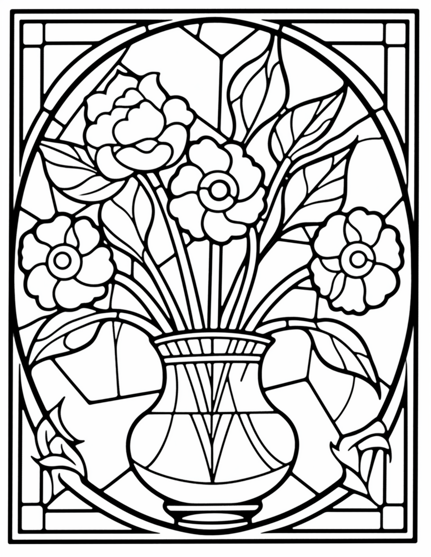 180 Stained Glass Flower  Coloring Book