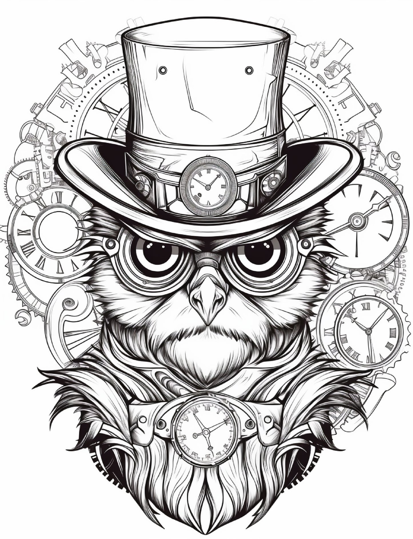 200 Steampunk Animals Coloring Pages