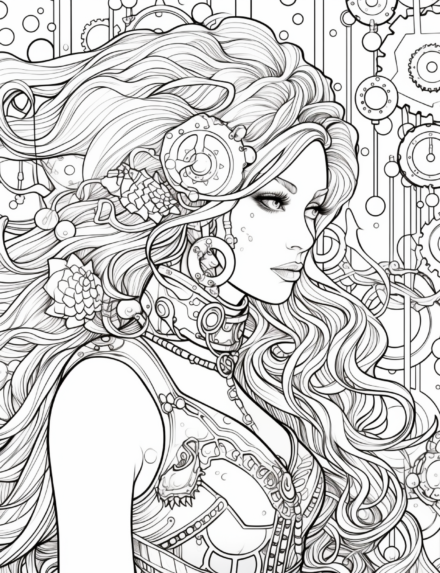 190 Steampunk Mermaid Coloring Pages
