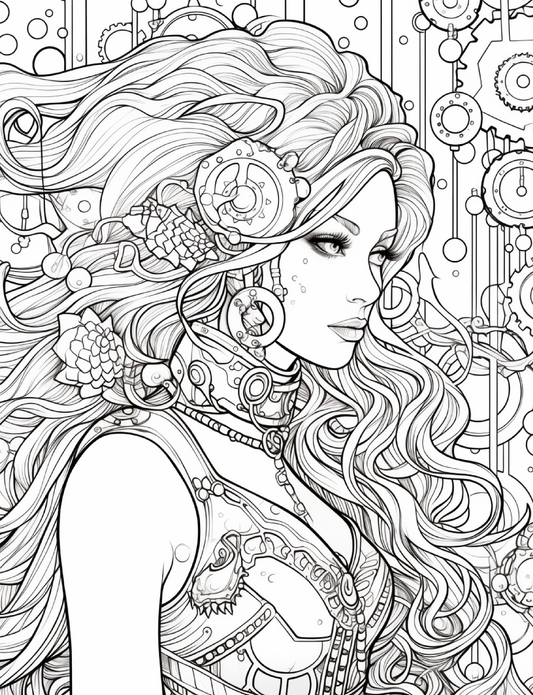 190 Steampunk Mermaid Coloring Pages