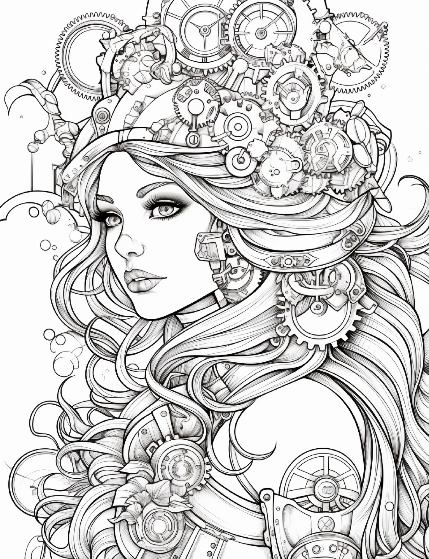 190 Steampunk Mermaid Coloring Pages