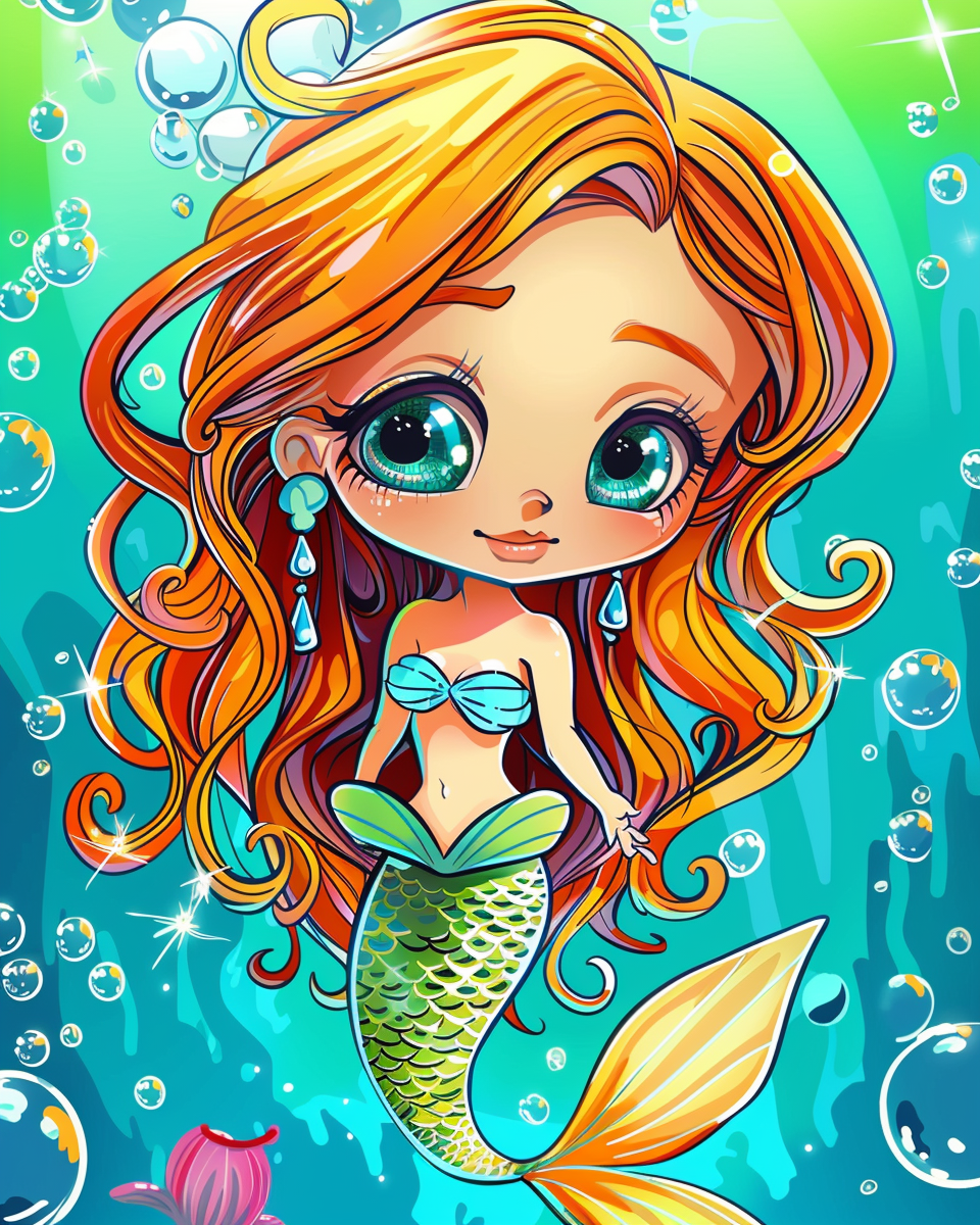 200 Mermaid Chibi Girls Coloring Pages for Adults